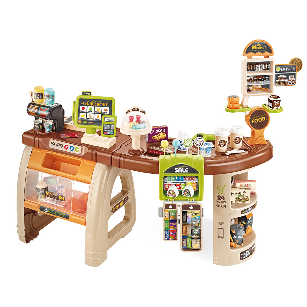 Keezi Kids Supermarket Pretend Role Play Shop Grocery 52 Accessories Toy Set Tristar Online