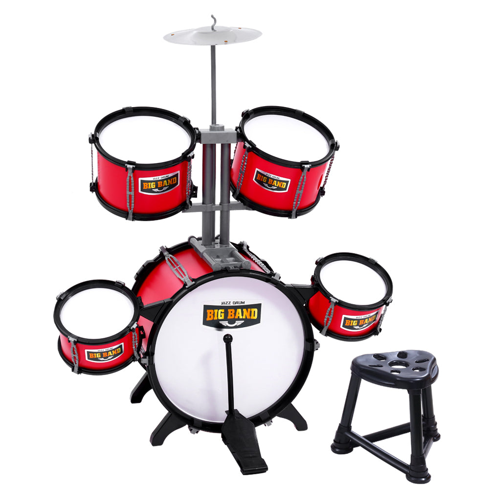Keezi Kids 7 Drum Set Junior Drums Kit Musical Play Toys Childrens Mini Big Band Tristar Online