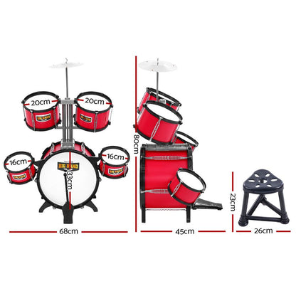 Keezi Kids 7 Drum Set Junior Drums Kit Musical Play Toys Childrens Mini Big Band Tristar Online