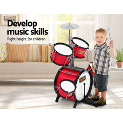 Keezi Kids 7 Drum Set Junior Drums Kit Musical Play Toys Childrens Mini Big Band Tristar Online