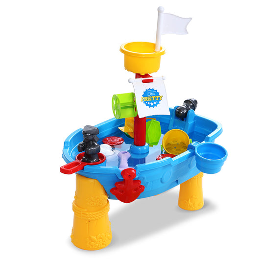 Keezi Kids Beach Sand and Water Toys Outdoor Table Pirate Ship Childrens Sandpit Tristar Online