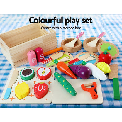 Keezi Kids Pretend Play Food Kitchen Wooden Toys Childrens Cooking Utensils Food Tristar Online