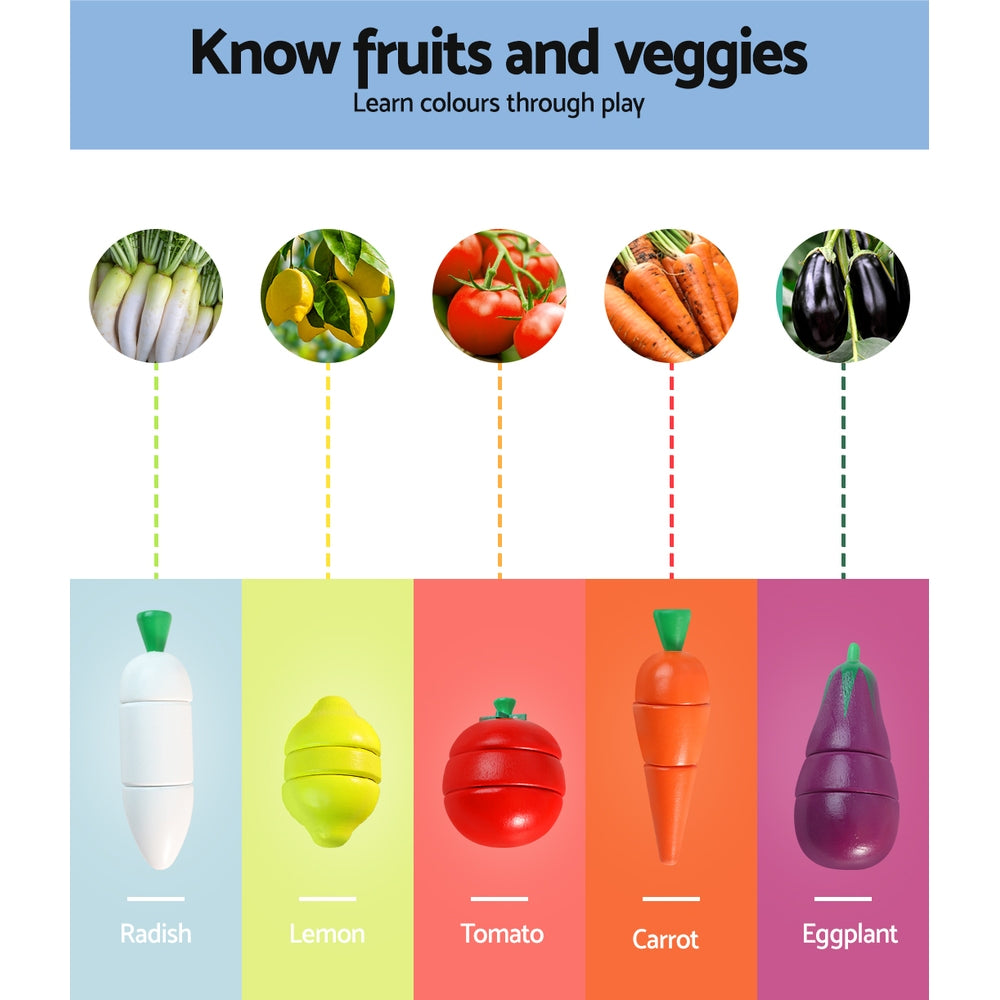 Keezi Kids Pretend Play Food Kitchen Wooden Toys Childrens Cooking Utensils Food Tristar Online