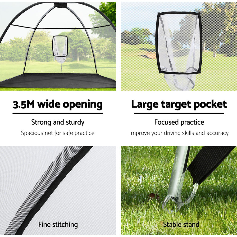 Everfit 3.5M Golf Practice Net Portable Training Aid Driving Target Mat Soccer Tristar Online