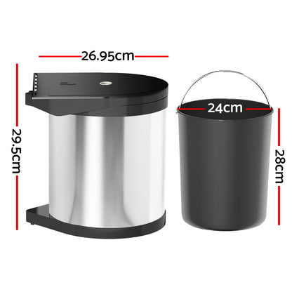 Cefito Kitchen Swing Out Pull Out Bin Stainless Steel Garbage Rubbish Can 12L Tristar Online