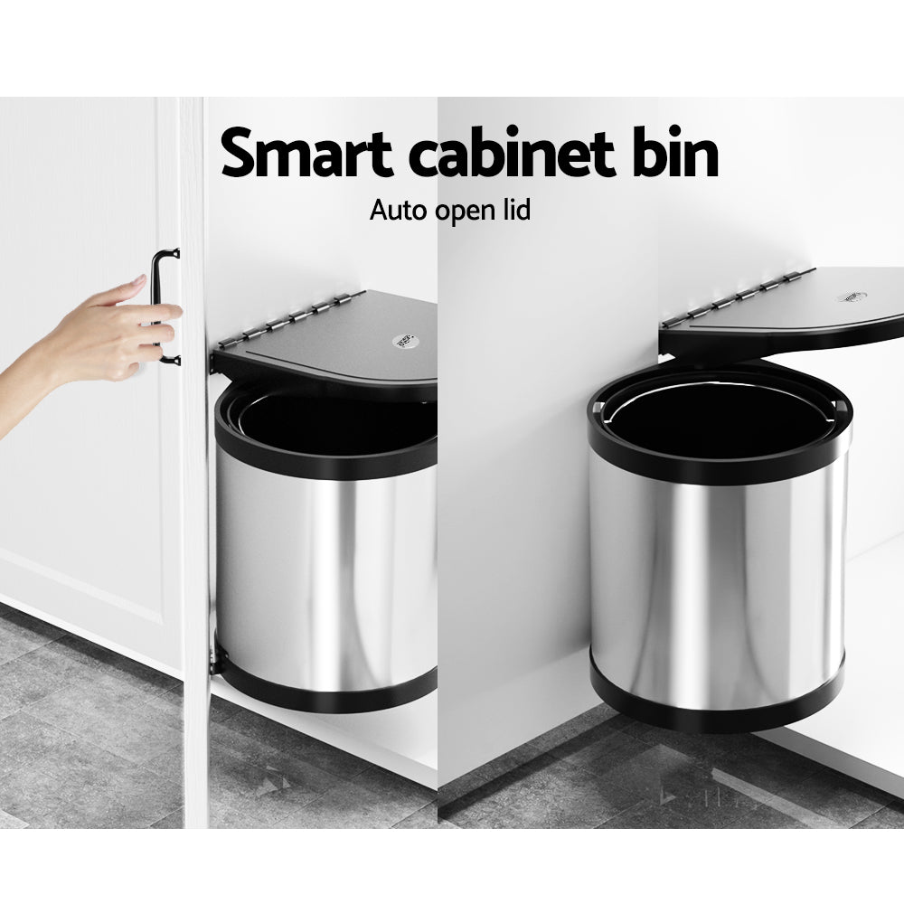 Cefito Kitchen Swing Out Pull Out Bin Stainless Steel Garbage Rubbish Can 12L Tristar Online