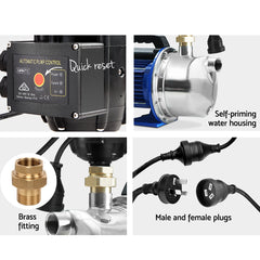 Giantz Garden Water Jet Pump High Pressure 1100W Tank Rain Farm Irrigation Black Tristar Online