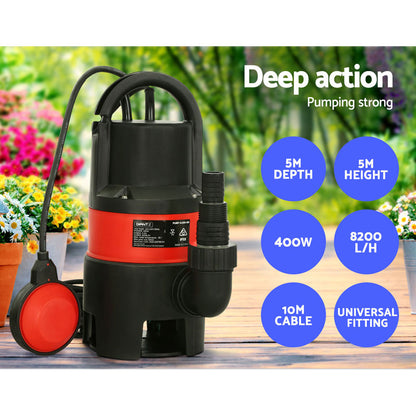 Giantz 400W Water Pump Dirty Submersible Sump Swim Pool Flooding Pond Clean Tristar Online