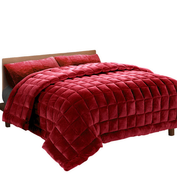 Giselle Bedding Faux Mink Quilt King Size Burgundy Tristar Online