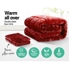 Giselle Bedding Faux Mink Quilt King Size Burgundy Tristar Online