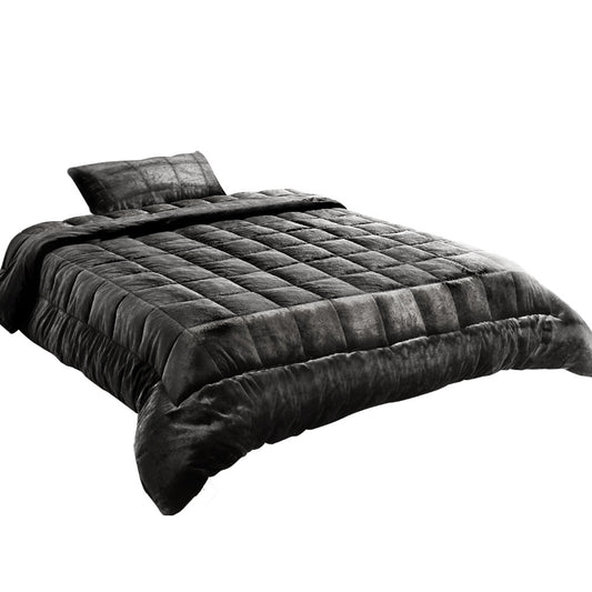 Giselle Bedding Faux Mink Quilt Single Size Charcoal Tristar Online