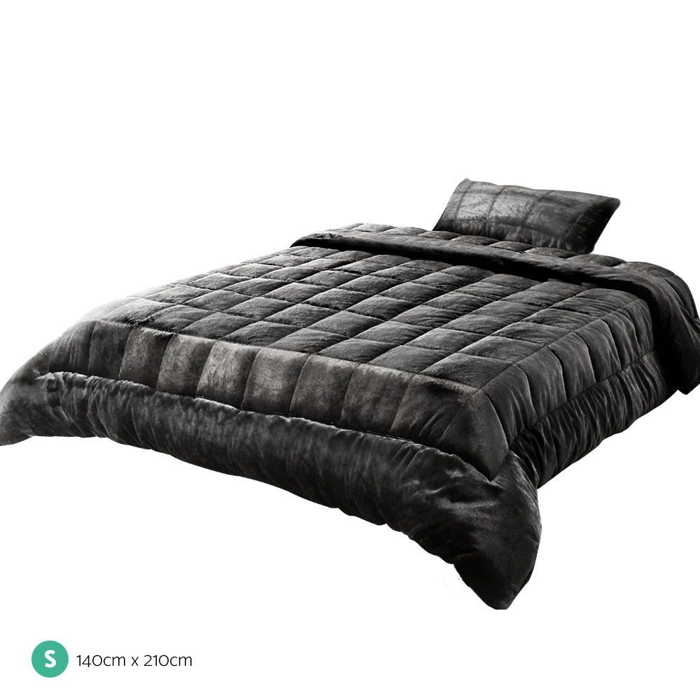 Giselle Bedding Faux Mink Quilt Single Size Charcoal Tristar Online