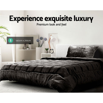 Giselle Bedding Faux Mink Quilt Single Size Charcoal Tristar Online