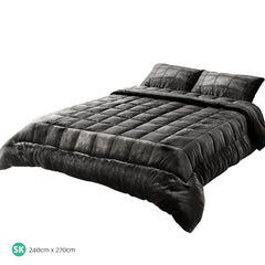 Giselle Bedding Faux Mink Quilt Super King Charcoal Tristar Online