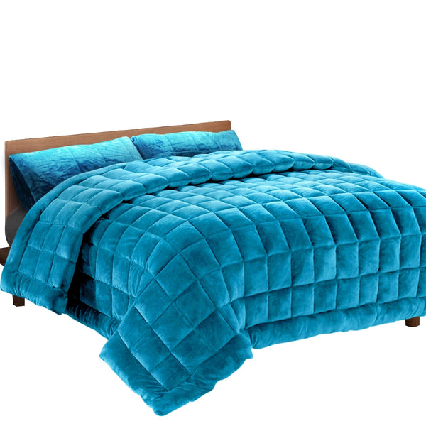 Giselle Bedding Faux Mink Quilt Super King Teal Tristar Online