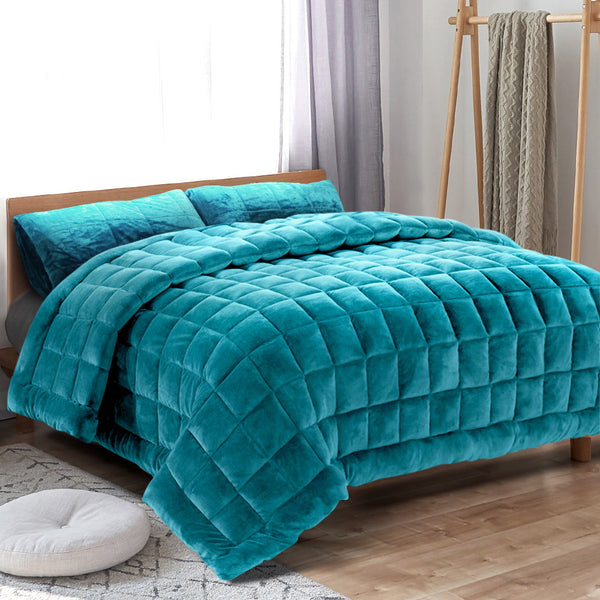 Giselle Bedding Faux Mink Quilt Super King Teal Tristar Online