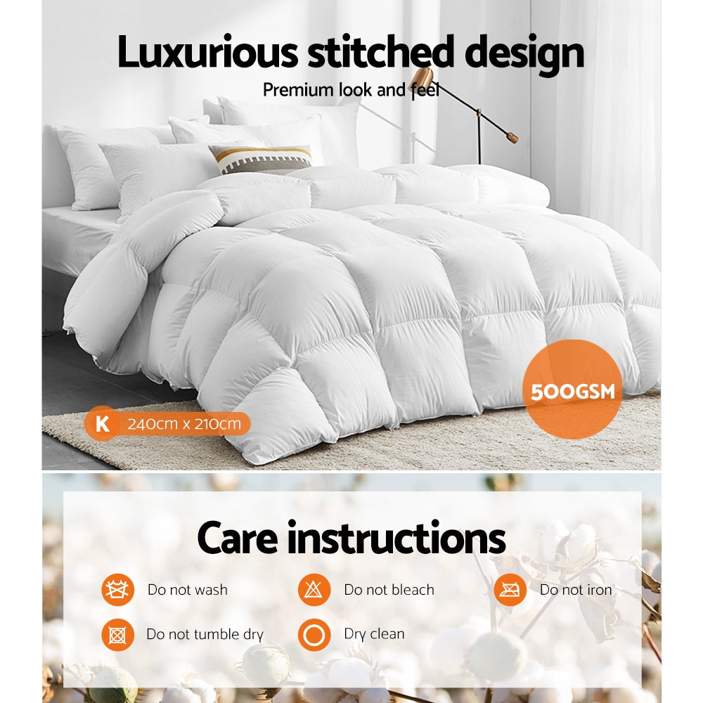 Giselle Bedding King Size 500GSM Goose Down Feather Quilt Tristar Online
