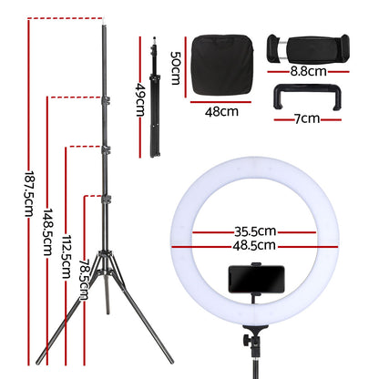 Embellir Ring Light 19" LED 5800LM Black Dimmable Diva With Stand Make Up Studio Video Tristar Online