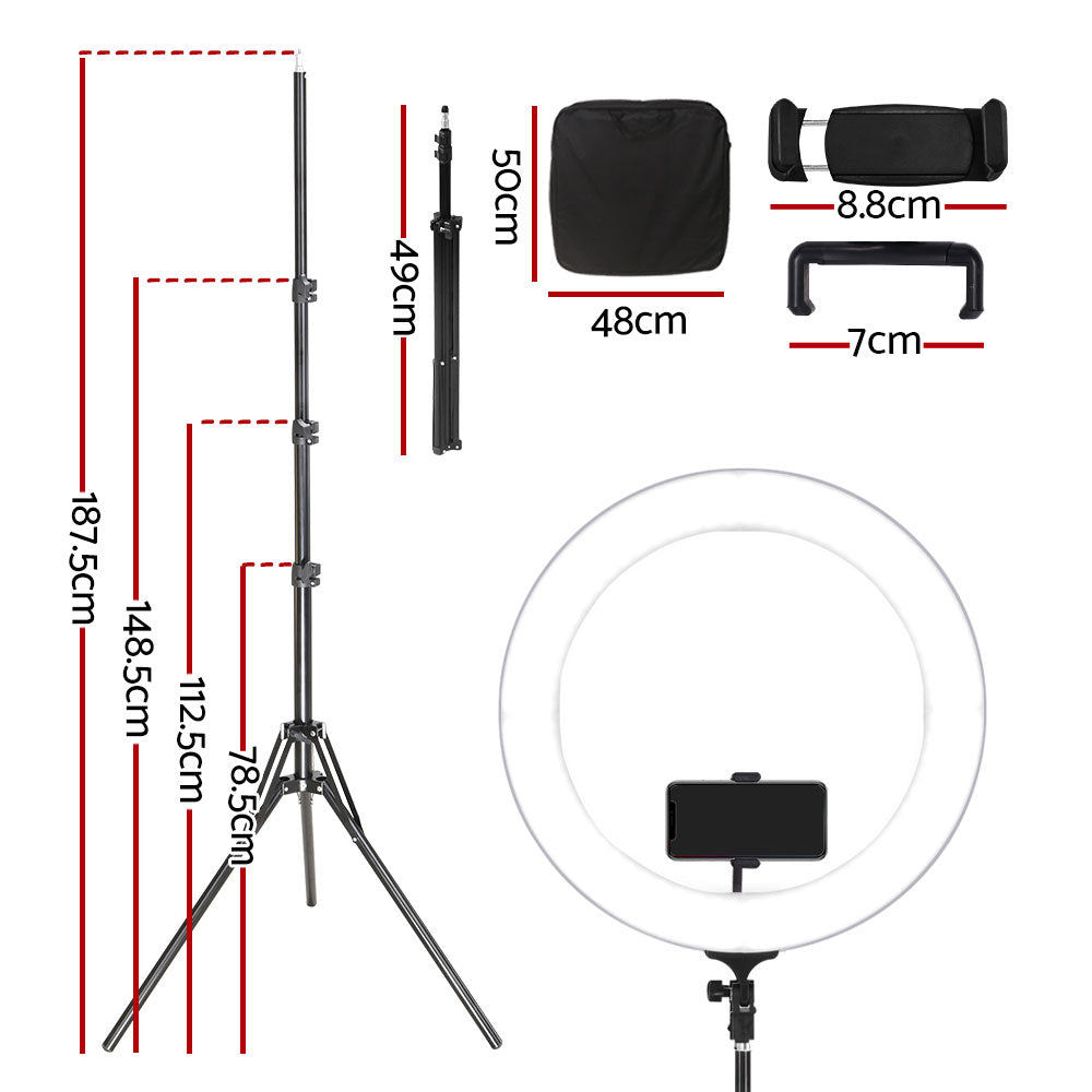 Embellir Ring Light 19" LED 6500K 5800LM Dimmable Diva With Stand Silver Tristar Online