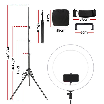 Embellir Ring Light 19" LED 6500K 5800LM Dimmable Diva With Stand Silver Tristar Online