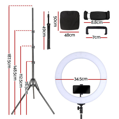 Embellir 14" LED Ring Light 5600K 3000LM Dimmable Stand MakeUp Studio Video Tristar Online