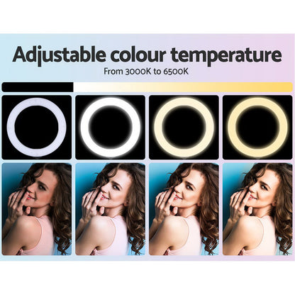 Embellir 14" LED Ring Light 5600K 3000LM Dimmable Stand MakeUp Studio Video Tristar Online