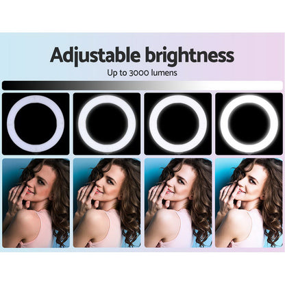 Embellir 14" LED Ring Light 5600K 3000LM Dimmable Stand MakeUp Studio Video Tristar Online