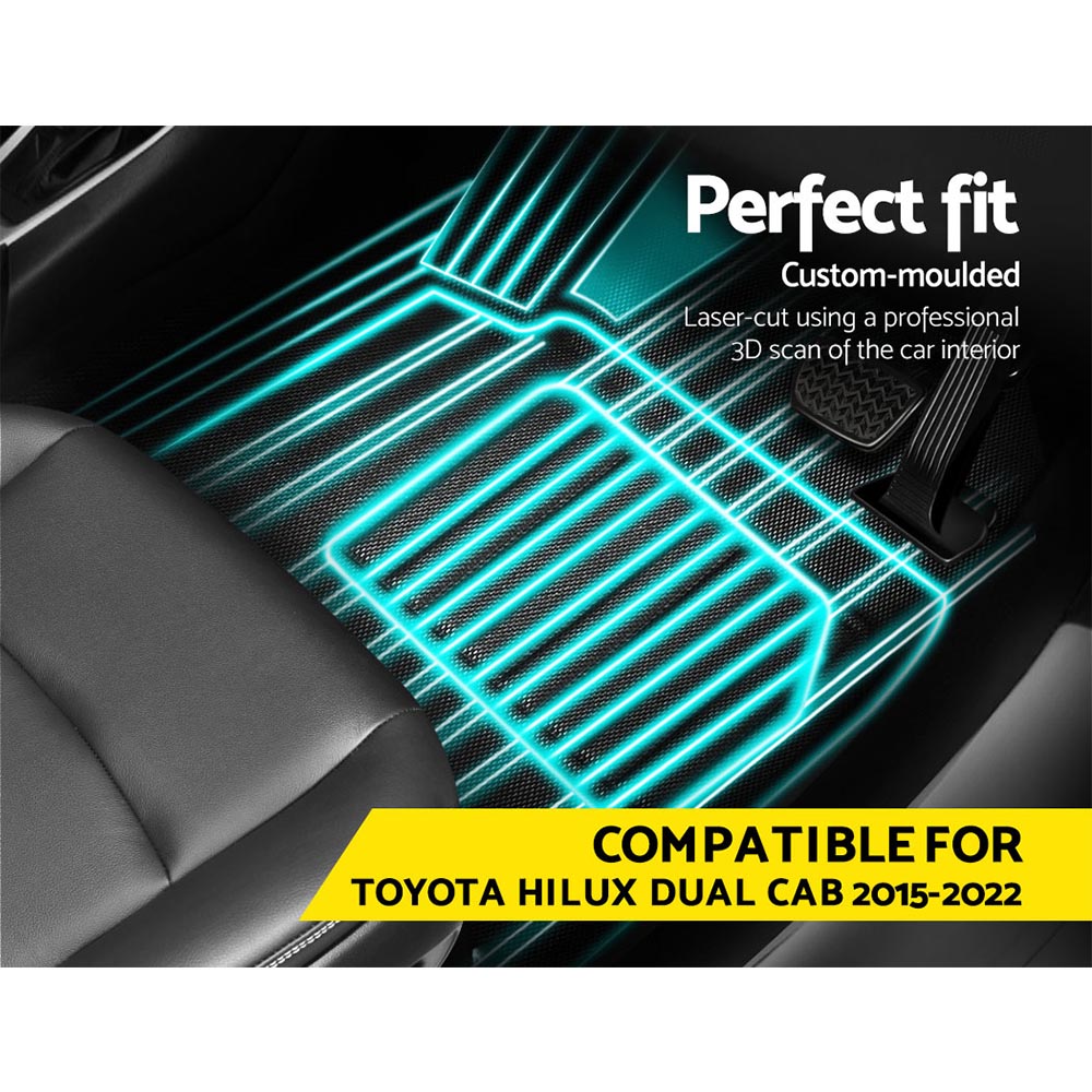 Weisshorn Car Rubber Floor Mats Compatible For Toyota Hilux Dual Cab 2015-2022 Tristar Online