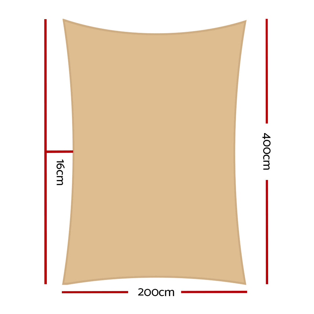 Instahut Sun Shade Sail Cloth Shadecloth Rectangle Canopy Sand 280gsm 2x4m Tristar Online