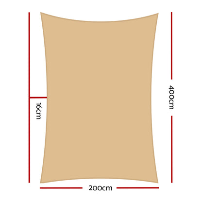 Instahut Sun Shade Sail Cloth Shadecloth Rectangle Canopy Sand 280gsm 2x4m Tristar Online