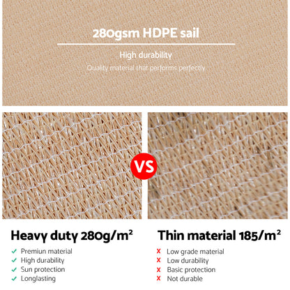 Instahut Sun Shade Sail Cloth Shadecloth Rectangle Canopy Sand 280gsm 2x4m Tristar Online