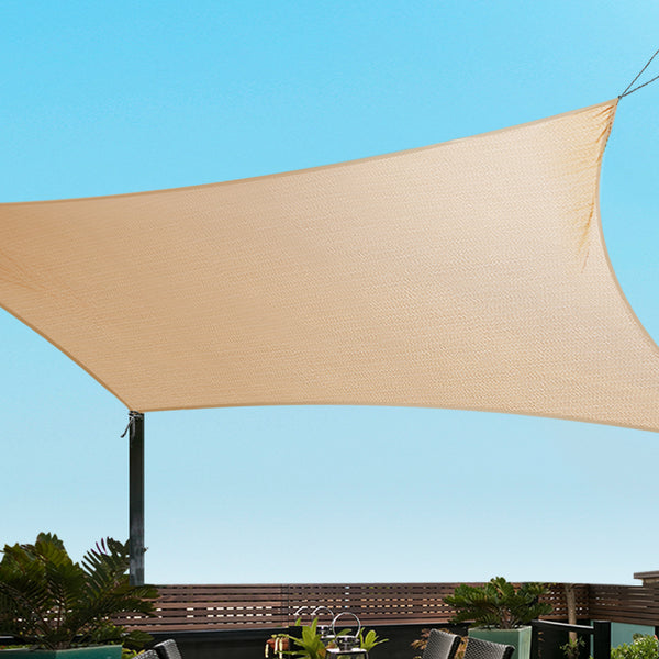 Instahut Sun Shade Sail Cloth Shadecloth Rectangle Canopy Sand 280gsm 2x4m Tristar Online