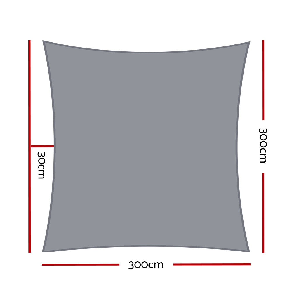 Instahut Sun Shade Sail Cloth Shadecloth Rectangle Canopy Grey 280gsm 3x3m Tristar Online
