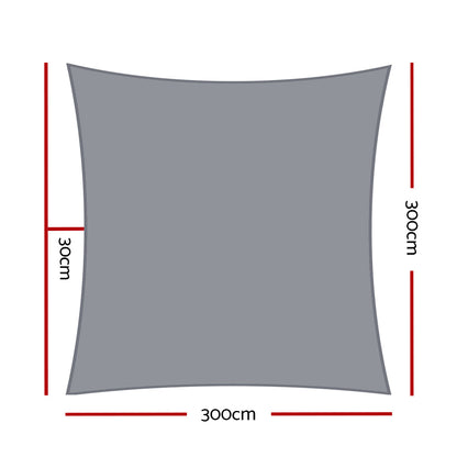 Instahut Sun Shade Sail Cloth Shadecloth Rectangle Canopy Grey 280gsm 3x3m Tristar Online