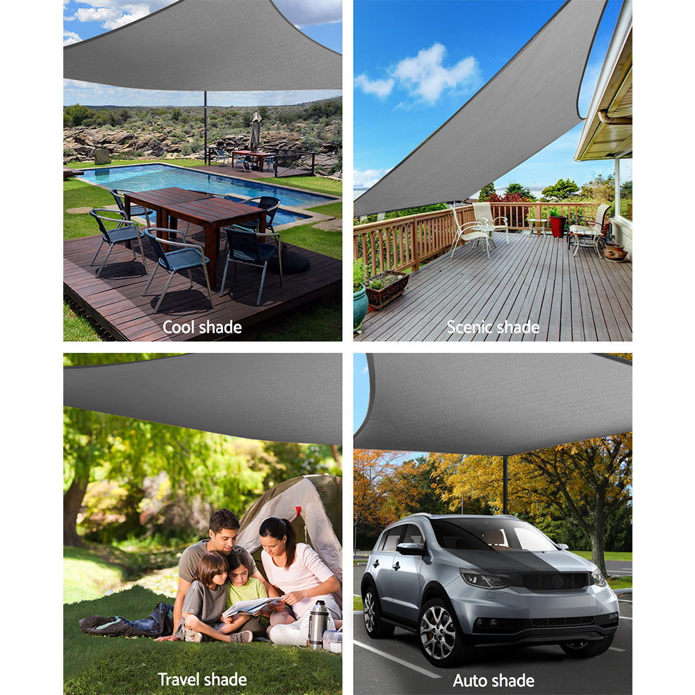 Instahut Sun Shade Sail Cloth Shadecloth Rectangle Canopy Grey 280gsm 3x3m Tristar Online
