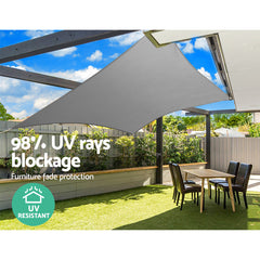 Instahut Sun Shade Sail Cloth Shadecloth Rectangle Canopy Grey 280gsm 3x3m Tristar Online