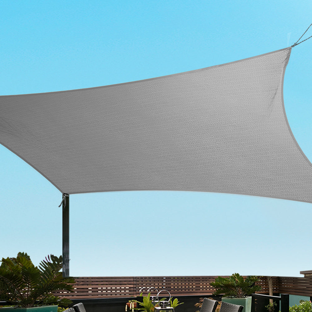 Instahut Sun Shade Sail Cloth Shadecloth Rectangle Canopy Grey 280gsm 3x3m Tristar Online