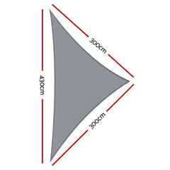 Instahut Sun Shade Sail Cloth Shadecloth Right Triangle Canopy 280gsm 3x3x4.3m Tristar Online