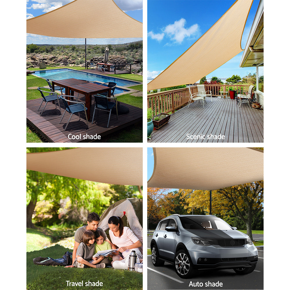 Instahut Shade Sail 3x6m Rectangle 185GSM 95% Sand Shade Cloth Tristar Online