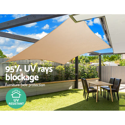 Instahut Shade Sail 3x6m Rectangle 185GSM 95% Sand Shade Cloth Tristar Online