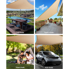 Instahut Shade Sail 5x5m Square 280GSM 98% Sand Shade Cloth Tristar Online