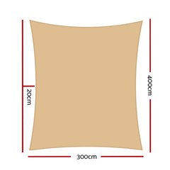 Instahut 3 x 4m Waterproof Rectangle Shade Sail Cloth - Sand Beige Tristar Online