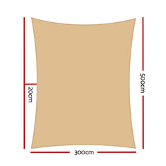 Instahut 3 x 5m Waterproof Rectangle Shade Sail Cloth - Sand Beige Tristar Online