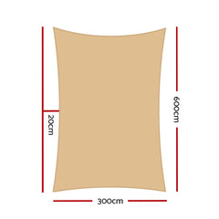 Instahut 3 x 6m Waterproof Rectangle Shade Sail Cloth - Sand Beige Tristar Online