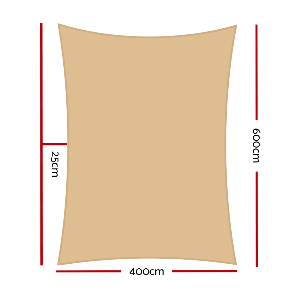 Instahut 4 x 6m Waterproof Rectangle Shade Sail Cloth - Sand Beige Tristar Online