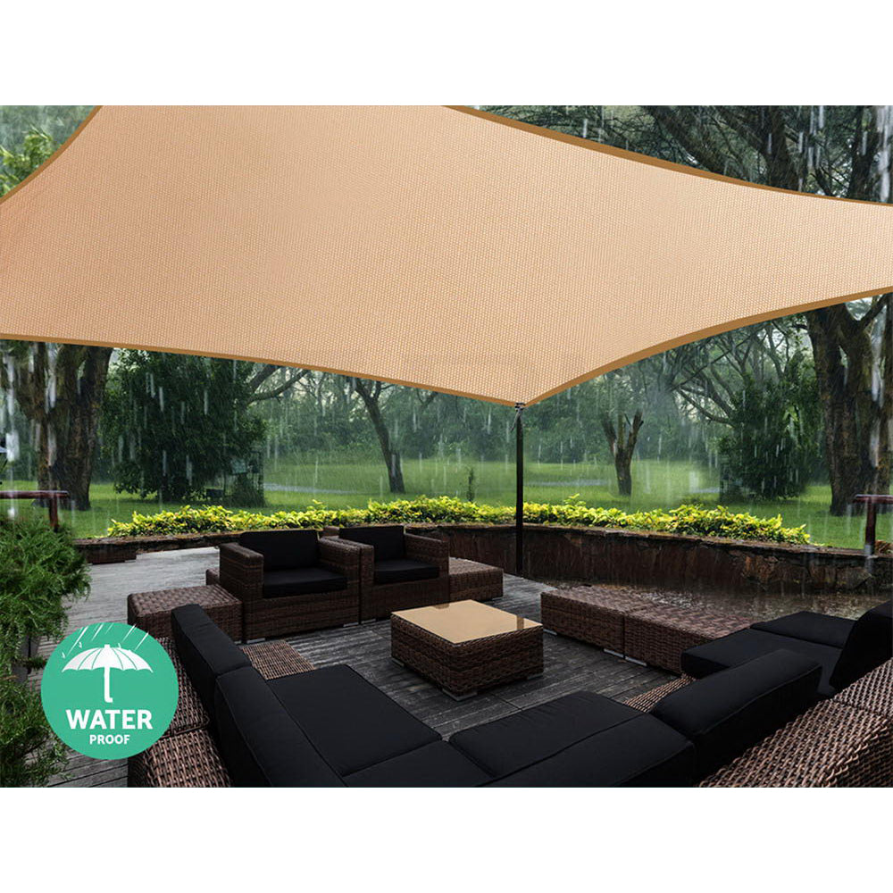 Instahut 4 x 6m Waterproof Rectangle Shade Sail Cloth - Sand Beige Tristar Online