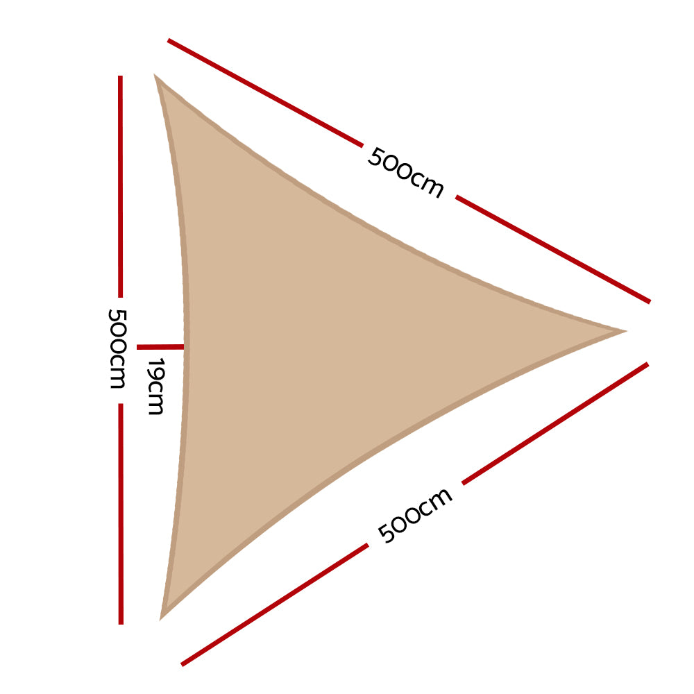 Instahut 5 x 5 x 5m Waterproof Triangle Shade Sail Cloth - Sand Beige Tristar Online