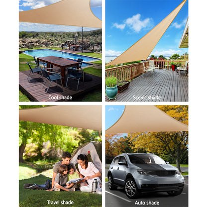Instahut 5 x 5 x 5m Waterproof Triangle Shade Sail Cloth - Sand Beige Tristar Online