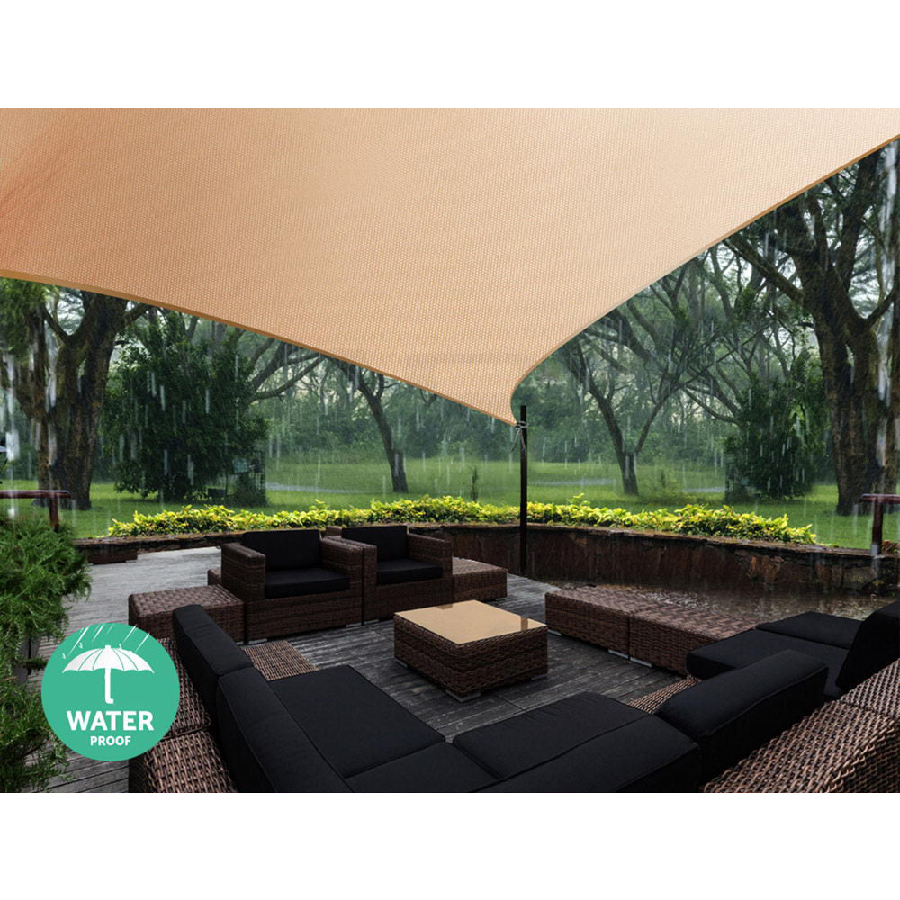 Instahut 5 x 5 x 5m Waterproof Triangle Shade Sail Cloth - Sand Beige Tristar Online
