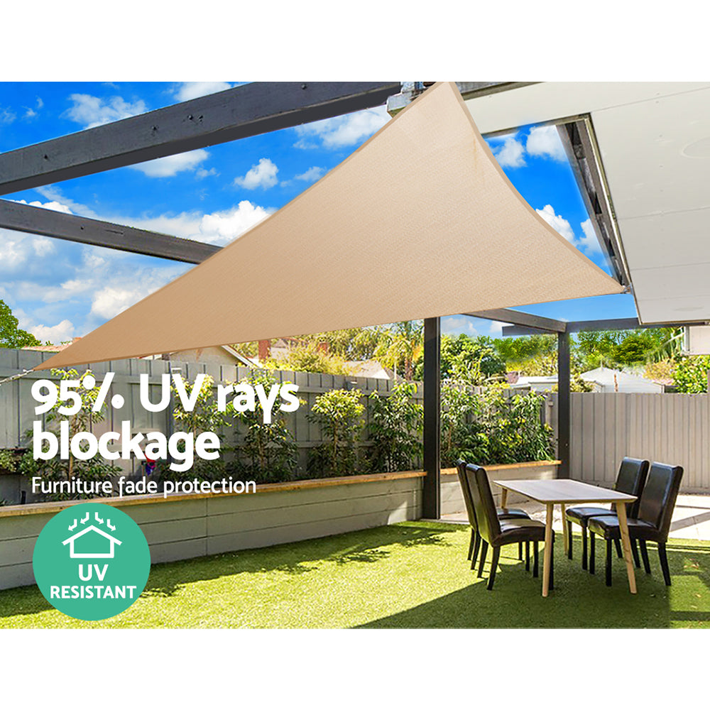 Instahut 5 x 5 x 5m Waterproof Triangle Shade Sail Cloth - Sand Beige Tristar Online
